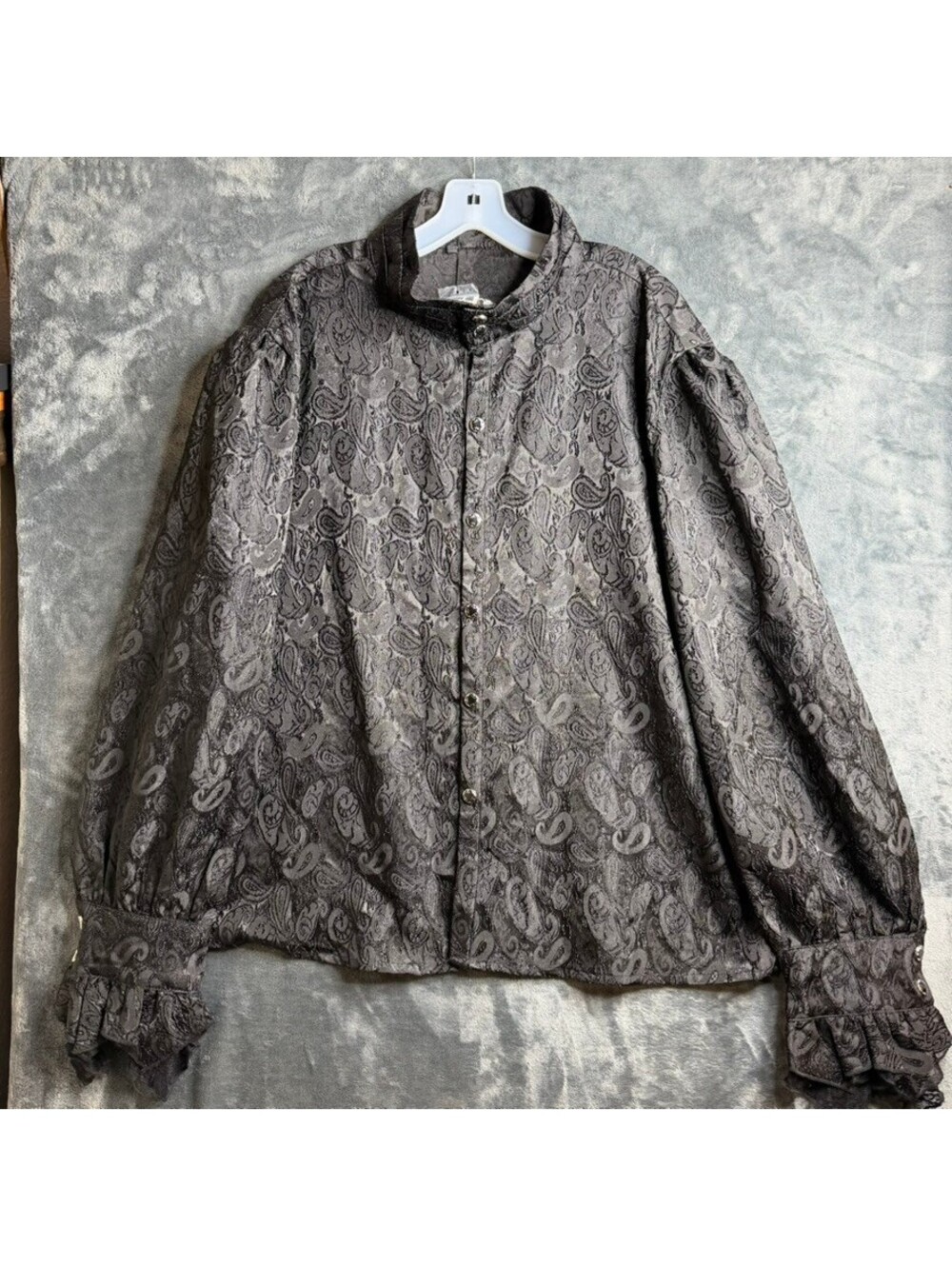 Devil Fashion Men's Gothic Top Black Lace Steampunk Regency Cravat Sz 4XL NWT